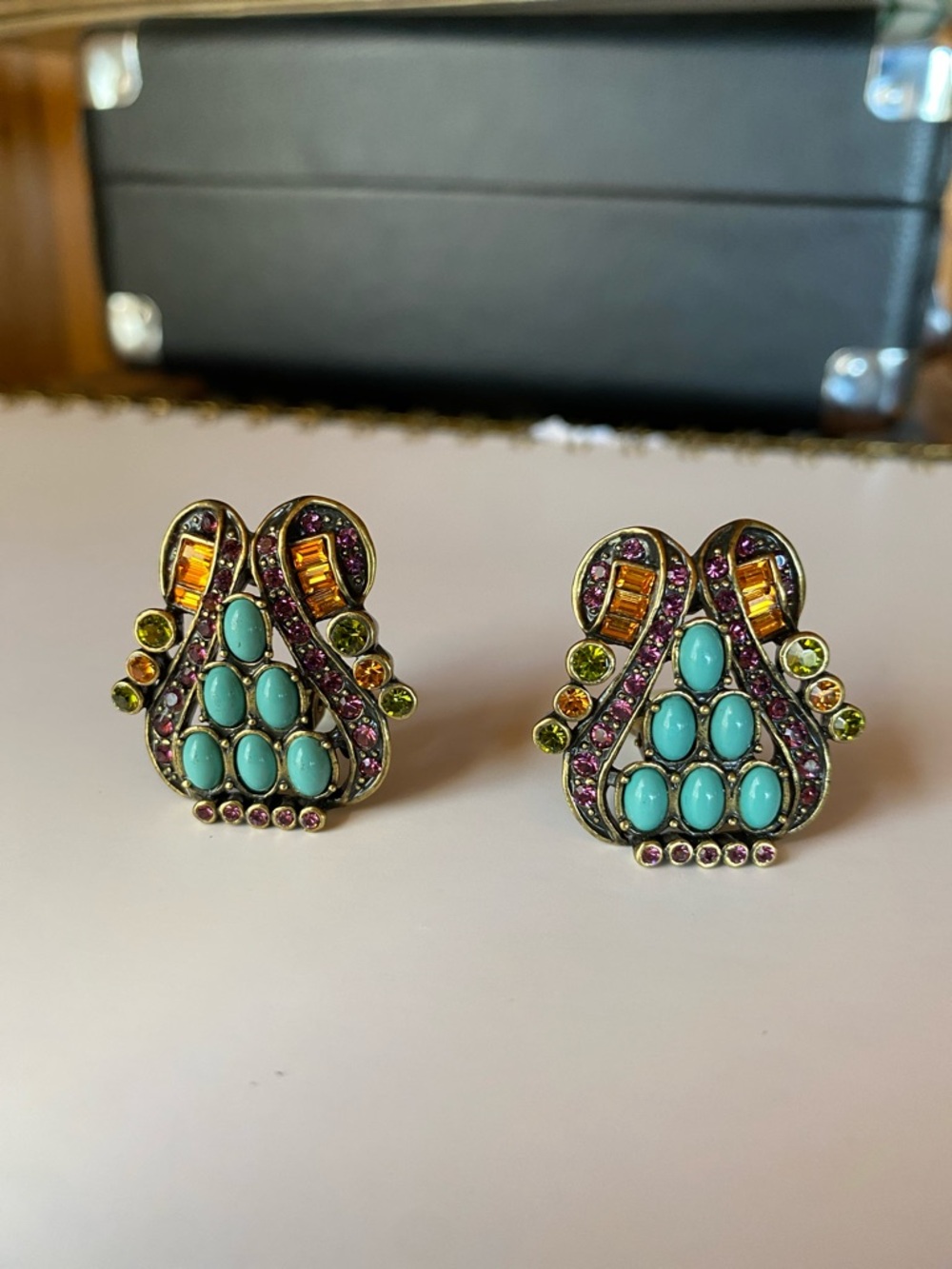 Heidi Daus Turquoise and Purple Multi-Colour Clip Earrings - Picture 4 of 17